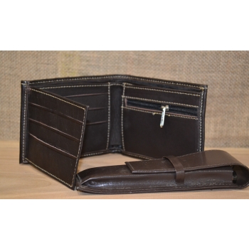 Portfel skórzany ciemnobrązowy męski .